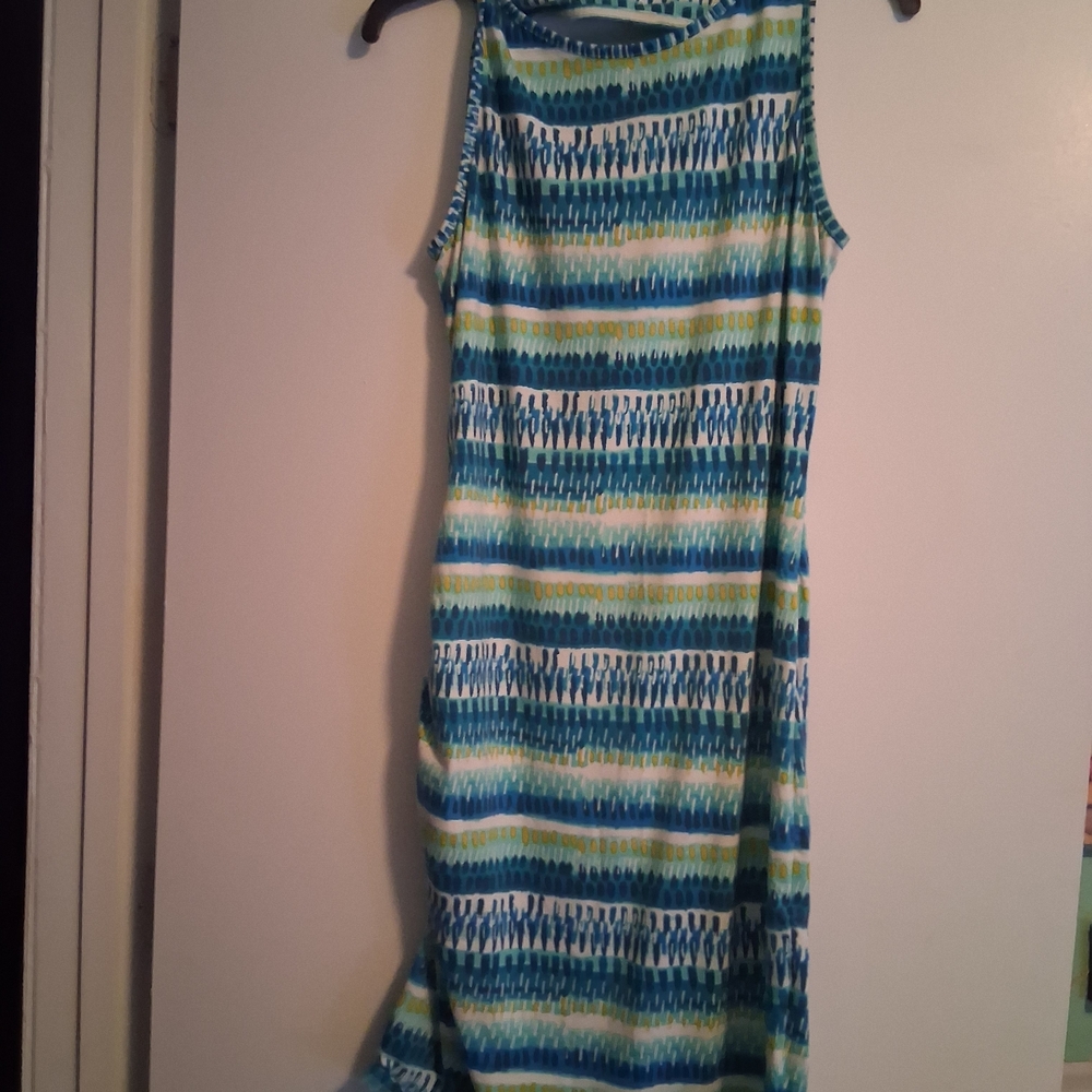 Title Nine Vibrant Blue and Green Maxi Dress